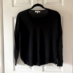 Black Merino Wool High-Low Soft Sweater